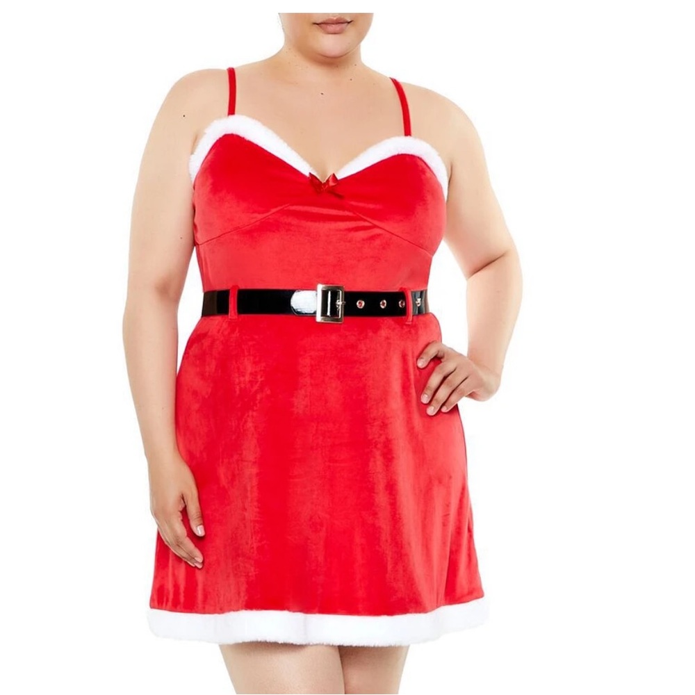 Red Santa Mini Dress with Belt. New with tags.